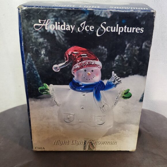 Heritage Mint Ltd Snowman Holiday Ice Sculpture 6.5" Acrylic 7W 120V Night Light - Picture 1 of 16